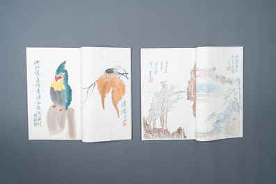 Une bo&icirc;te contenant deux albums de 200 estampes, dont 48 d'apr&egrave;s Qi Baishi et 38 d'apr&egrave;s Zhang Daqian, studio Rong Bao Zhai, P&eacute;kin, 1952