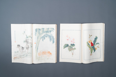 Een doos met twee albums met 200 houtsnedes naar o.a. Qi Baishi, Zhang Daqian, Pu Ru and Ma Jin, Rong Bao Zhai studio, Beijing, 1935