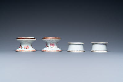 Two pairs of Chinese famille rose salts, Qianlong