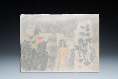 Ly Truc Son (Vietnam, 1949-): 'Woman with a candle', watercolour on paper, ca. 1989