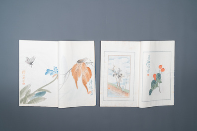 Een doos met twee albums met 200 houtsnedes naar o.a. Qi Baishi, Zhang Daqian, Pu Ru and Ma Jin, Rong Bao Zhai studio, Beijing, 1935