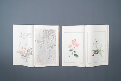 Een doos met twee albums met 200 houtsnedes naar o.a. Qi Baishi, Zhang Daqian, Pu Ru and Ma Jin, Rong Bao Zhai studio, Beijing, 1935