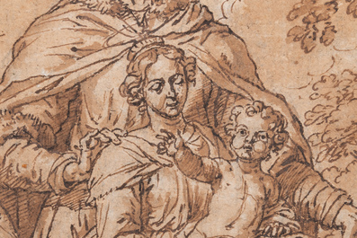 Pieter (Peter) van Lint (Antwerp, 1609-1690): 'Saint Anne Trinity', pen and brown ink on paper