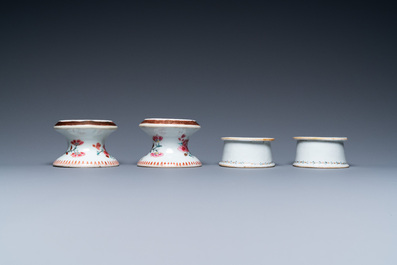 Two pairs of Chinese famille rose salts, Qianlong