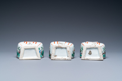 Three Chinese famille verte wall vases, Kangxi