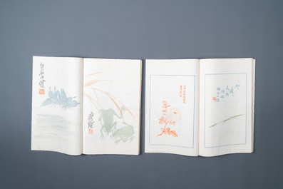 Een doos met twee albums met 200 houtsnedes naar o.a. Qi Baishi, Zhang Daqian, Pu Ru and Ma Jin, Rong Bao Zhai studio, Beijing, 1935