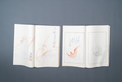 Une bo&icirc;te contenant deux albums de 200 estampes d'apr&egrave;s Qi Baishi, Zhang Daqian, Pu Ru, Ma Ji et autres, studio Rong Bao Zhai, P&eacute;kin, 1935