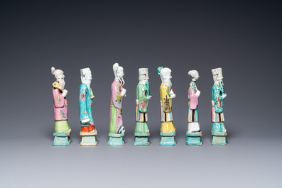 Fourteen Chinese famille rose figures of immortals, Qianlong/Jiaqing