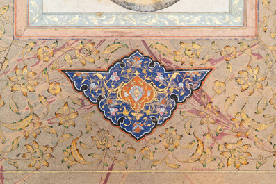 Miniature persane: 'Haji Bektash Veli', gouache rehauss&eacute;e d'or sur papier, 19&egrave;me