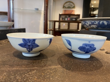 A pair of Chinese blue and white 'palace' bowls, Yongzheng mark and of the period
