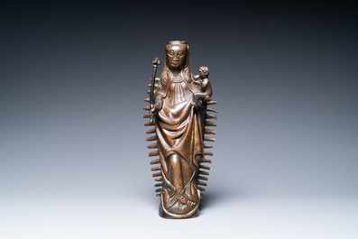 A large bronze 'Madonna and Child' luster ornament, Flanders, 16th C.