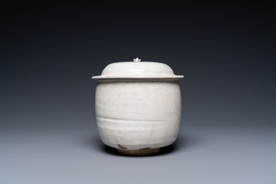 A Chinese cream-glazed jar and cover, Northern Song