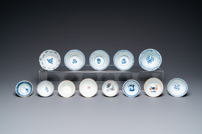 Thirty-six Chinese mostly blue and white saucers and thirty-two cups, Kangxi and later