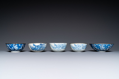 Five Chinese 'Bleu de Hue' bowls for the Vietnamese market,, 19th C.