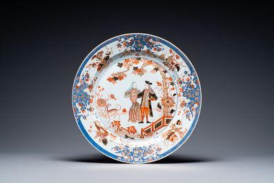 A pair of large Chinese verte-Imari 'Governor Duff' dishes, Yongzheng