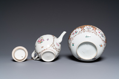 A Chinese famille rose 12-piece tea service for the European market, Qianlong