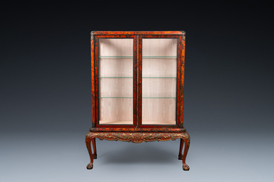 A tortoise veneer display cabinet on painted wooden stand, Maison Franck, Antwerp, ca. 1900