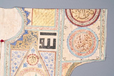 Une chemise talismanique ottomane de type 'jama' orn&eacute;e de versets du Coran en Naskh et Tuluth, 18/19&egrave;me