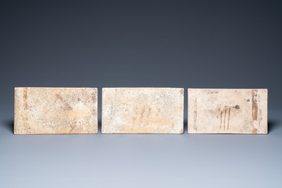 Three rectangular Chinese famille verte plaques, 19th C.