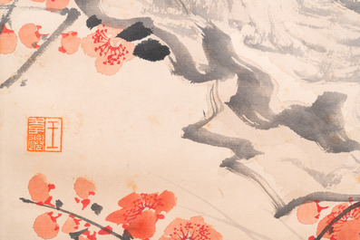 Wu Hufan (1894-1968): 'Vogels bij bloesemtakken', inkt en kleur op papier, gedat. juni 1937