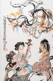 Cheng Shifa (1921-2007): &lsquo;Le r&eacute;cital&rsquo;, encre et couleurs sur papier, dat&eacute; &agrave; la F&ecirc;te des lanternes de 1988