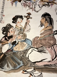 Cheng Shifa (1921-2007): &lsquo;Le r&eacute;cital&rsquo;, encre et couleurs sur papier, dat&eacute; &agrave; la F&ecirc;te des lanternes de 1988