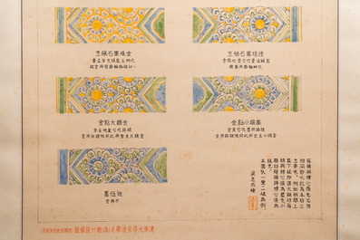 Liang Sicheng (1901 -1972): &lsquo;Studie voor plafonddecor', inkt en kleur op papier