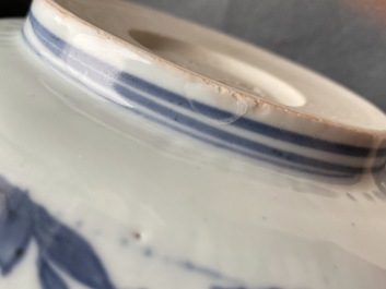 A Chinese blue and white 'cranes' bowl, Ming