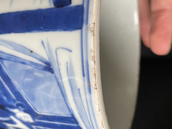 A Chinese blue and white brush pot, Kangxi