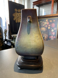 A Chinese flamb&eacute;-glazed 'fanghu' vase, Yongzheng/Qianlong