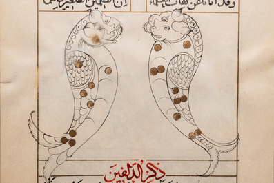Een Arabisch sterrenkundig manuscript over de positie van sterren in relatie met po&euml;zie, begin 20e eeuw
