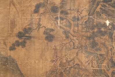 Chinese school: two landscapes in the style of the Song masters, ink and colour on silk, 17/18th C.
