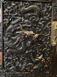 A Chinese zitan wood 'duo bao ge' cabinet of curiosities with five-clawed dragons, Qing