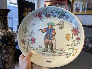 A Chinese Dutch-decorated &lsquo;fisherman&rsquo; dish, 1st half 18th C.
