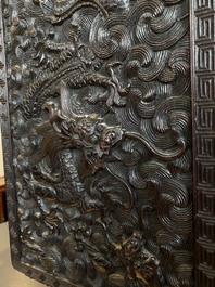 A Chinese zitan wood 'duo bao ge' cabinet of curiosities with five-clawed dragons, Qing