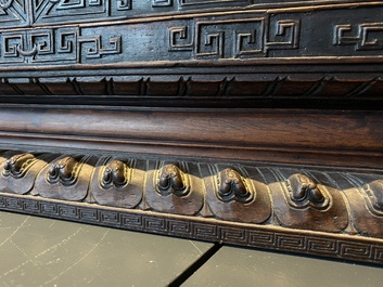 A Chinese zitan wood 'duo bao ge' cabinet of curiosities with five-clawed dragons, Qing