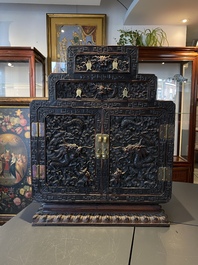 A Chinese zitan wood 'duo bao ge' cabinet of curiosities with five-clawed dragons, Qing