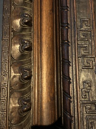 A Chinese zitan wood 'duo bao ge' cabinet of curiosities with five-clawed dragons, Qing