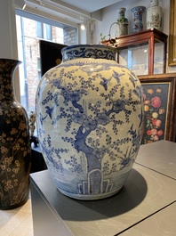 A large Chinese blue and white 'Three friends of winter' vase, Ming