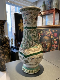 A large Chinese famille verte vase, Kangxi