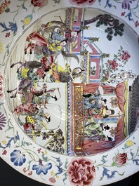 An exceptionally large Chinese famille rose 'Emperor Yang' dish, Yongzheng