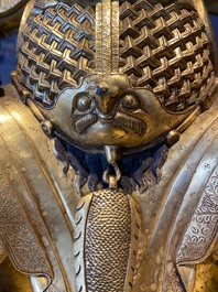 Une figure de Guandi en bronze dor&eacute;, Chine, Ming