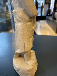Une figure d'Adam en porcelaine de Chine &agrave; &eacute;mail craquel&eacute;, 18&egrave;me