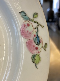 A Chinese famille rose 'ruby back' eggshell porcelain plate, Yongzheng