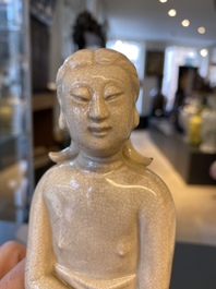 Une figure d'Adam en porcelaine de Chine &agrave; &eacute;mail craquel&eacute;, 18&egrave;me