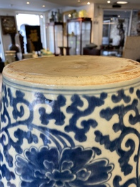 A Chinese blue and white 'peony scroll' vase, Kangxi
