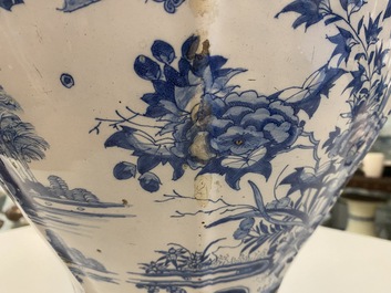 An exceptionally large blue and white baluster vase with naturalistic design, Delft or Frankfurt, late 17th C.