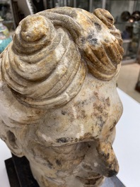Een Romeinse marmeren saterkop, 2/3e eeuw