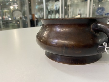 A Chinese bronze censer, Xuande mark, Kangxi