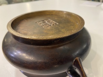 A Chinese bronze censer, Xuande mark, Kangxi